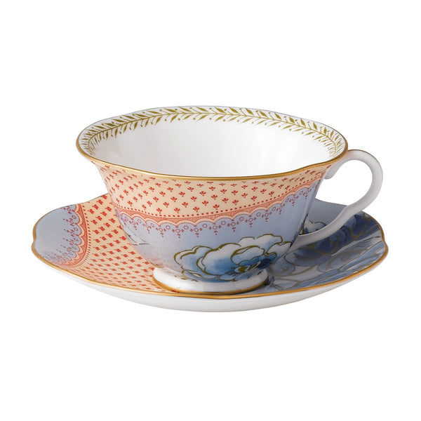 Butterfly Bloom Blue Peony Teacup and Saucer
