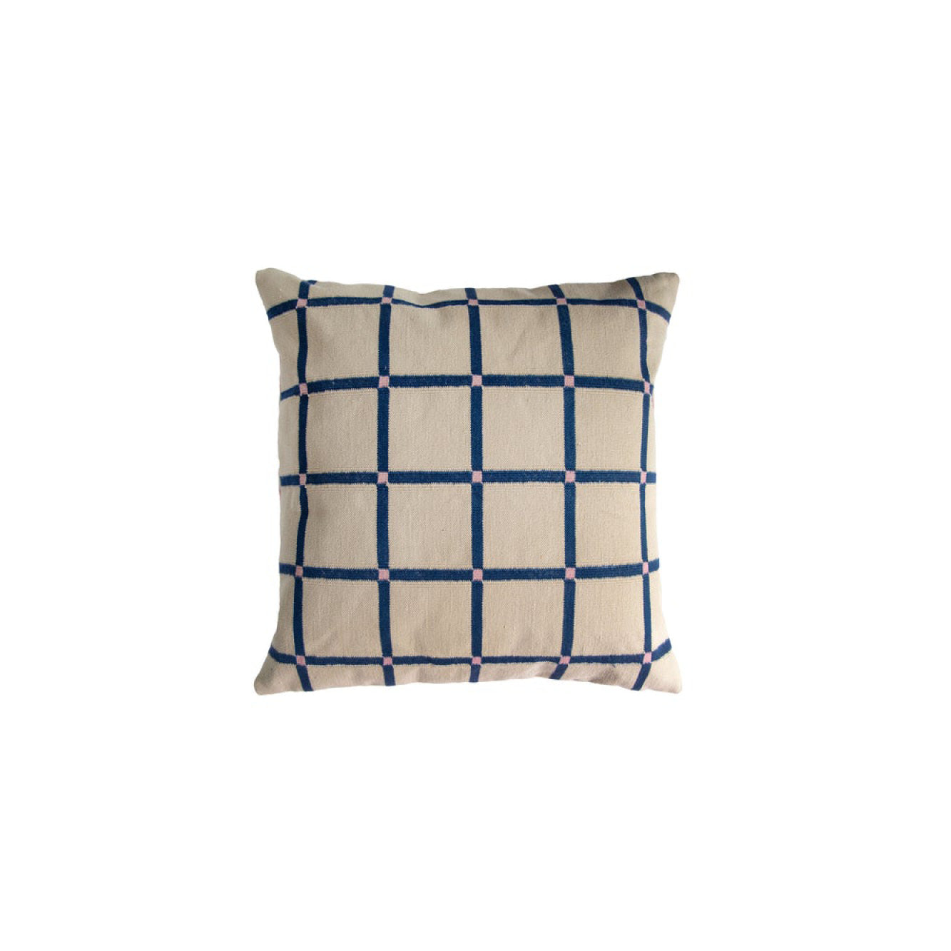 Leah Sing Grid Pillow Reversible Navy + Pink Now in India Mérci