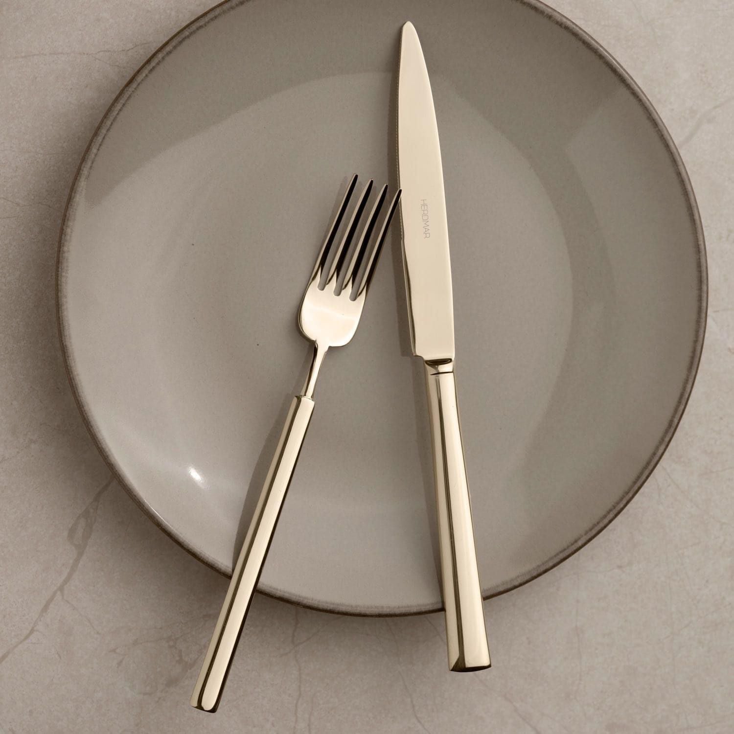 Herdmar Vintage Champagne Pvd Table Spoon, Fork & Knife,Set of 3