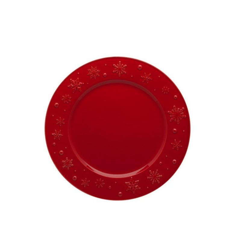 Snowflakes Charger Plate 34cm Red