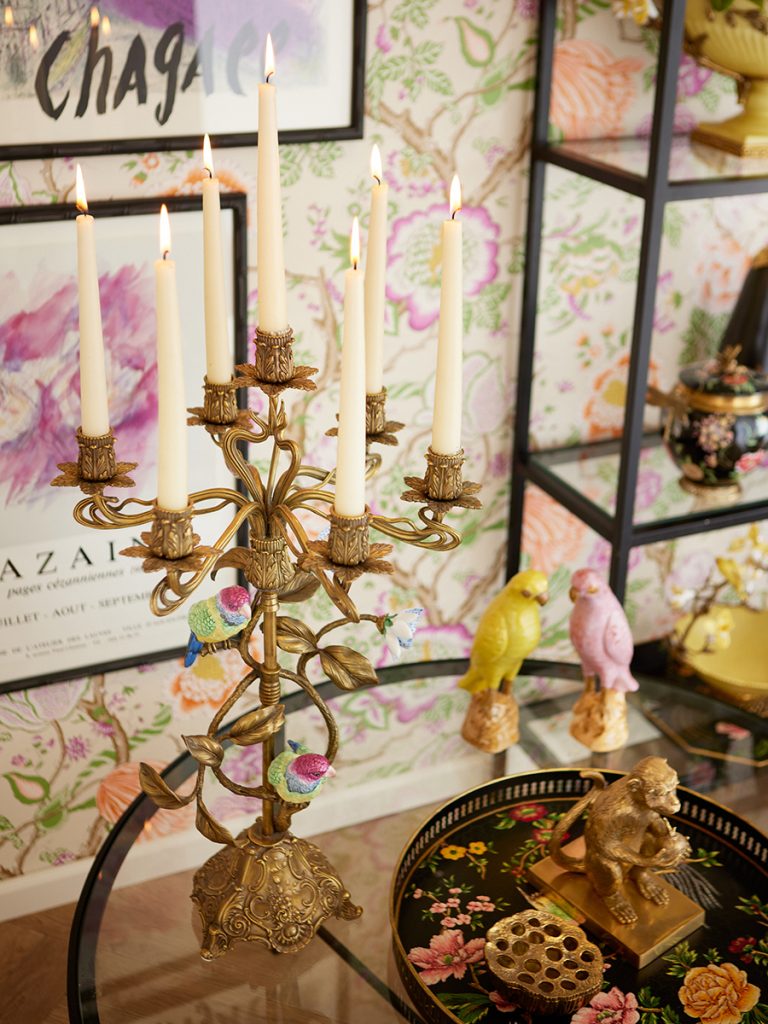 7 Arm Candleholder with Birds
