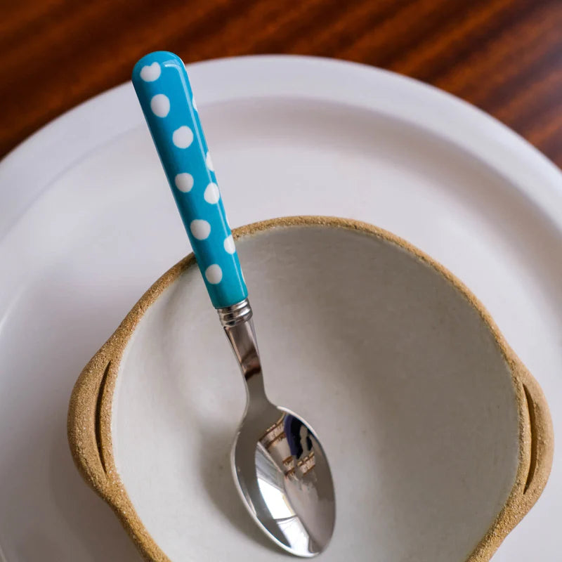 White Dots/ Dinner Spoon / Light Blue
