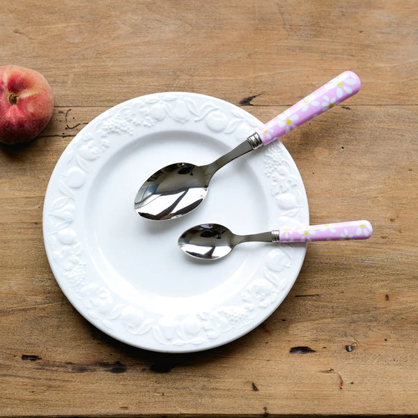 White Dots/ Dessert Spoon / Pink
