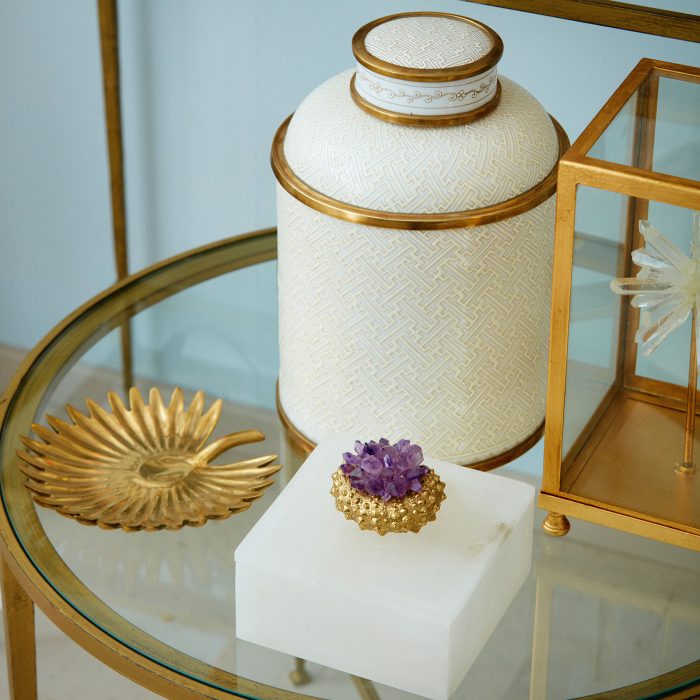 White Marble Box with Purple Crystal Handle