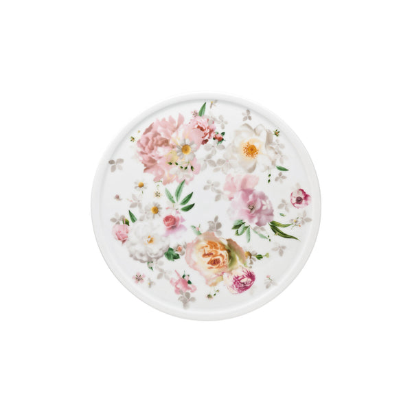 Maria Pink Rose Tart Platter On Foot Small