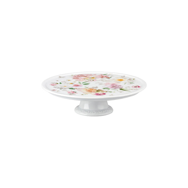 Maria Pink Rose Tart Platter On Foot Small