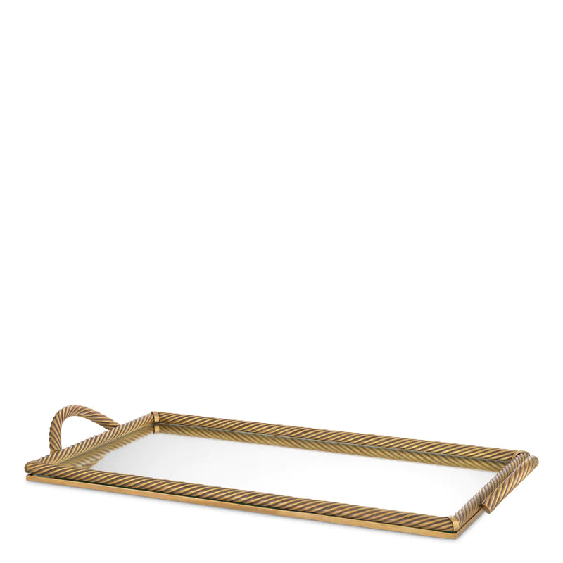 Tray Salvi Rectangular L vintage brass finish