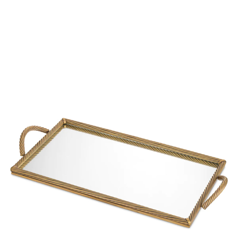 Tray Salvi Rectangular L vintage brass finish