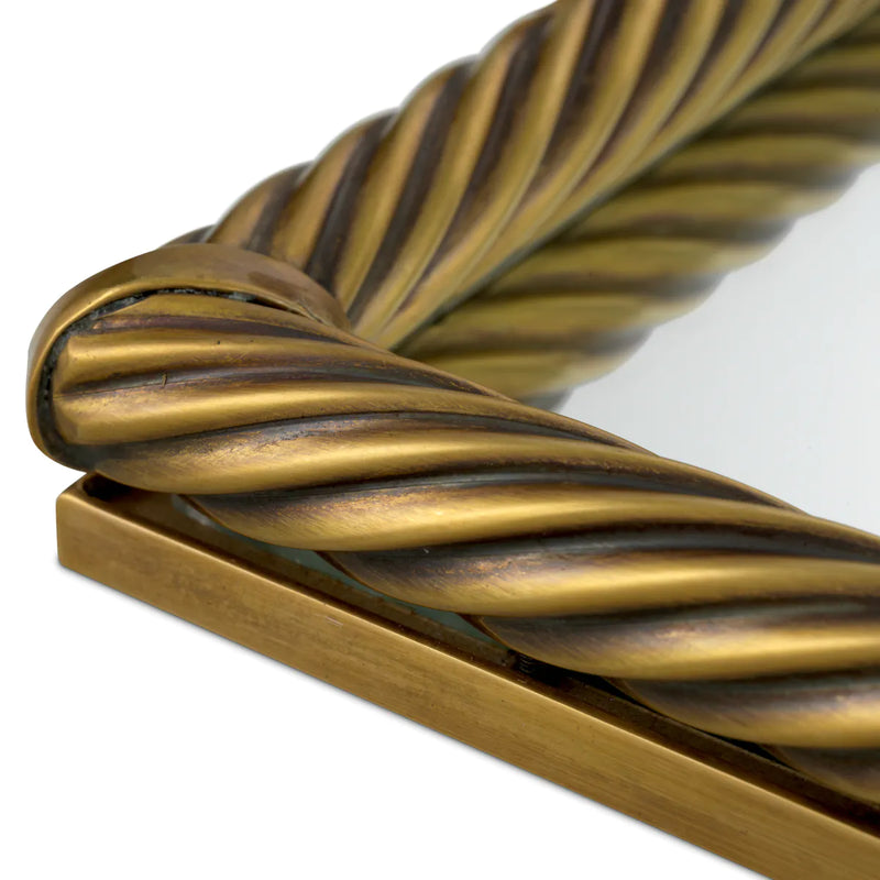 Tray Salvi Rectangular L vintage brass finish