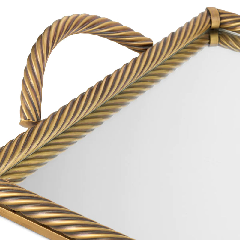 Tray Salvi Rectangular L vintage brass finish
