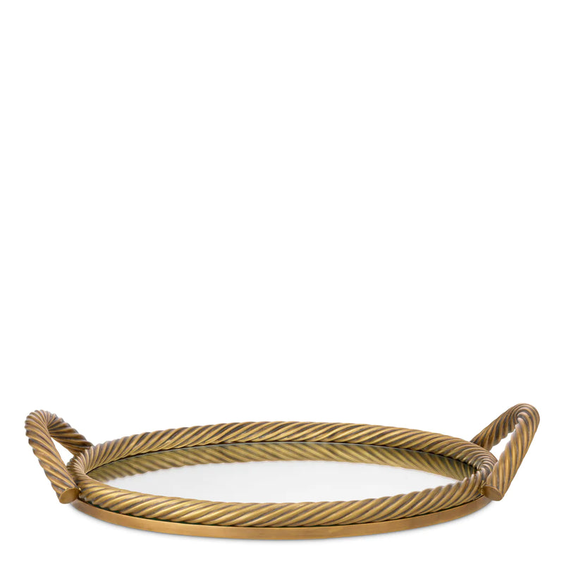 Tray Salvi Round Vintage Brass Finish