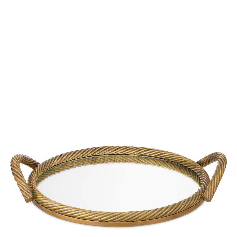 Tray Salvi Round Vintage Brass Finish