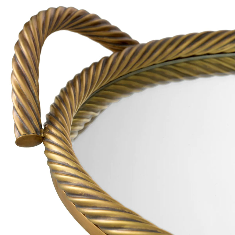 Tray Salvi Round Vintage Brass Finish