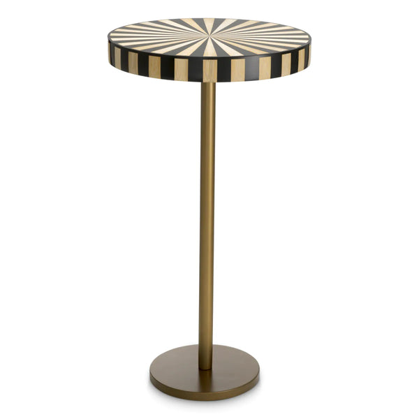 Side Table Albany Antique Brass Finish Marquetry Top