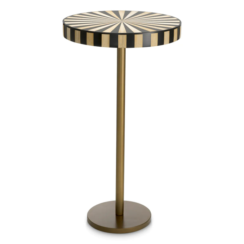 Side Table Albany Antique Brass Finish Marquetry Top