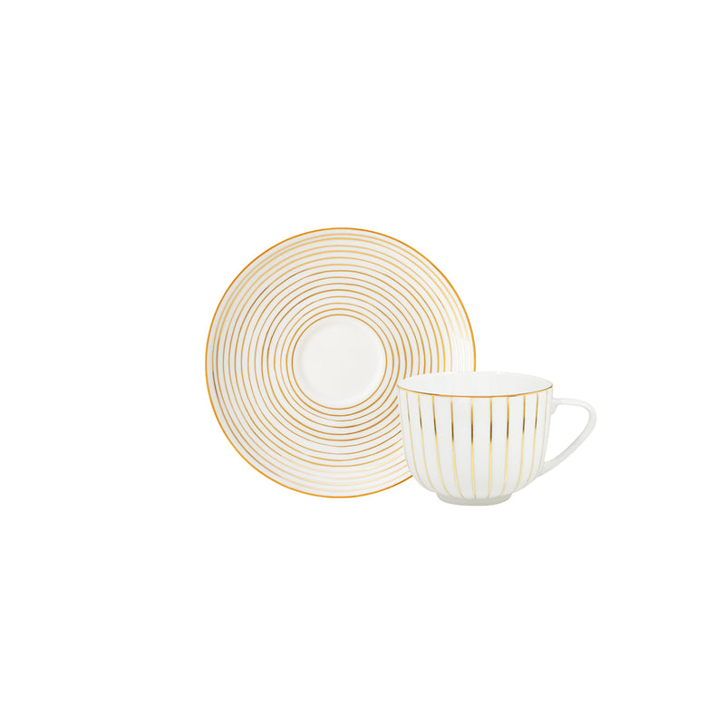 The Golden Orbit Set of Twelve Teacups and Saucers