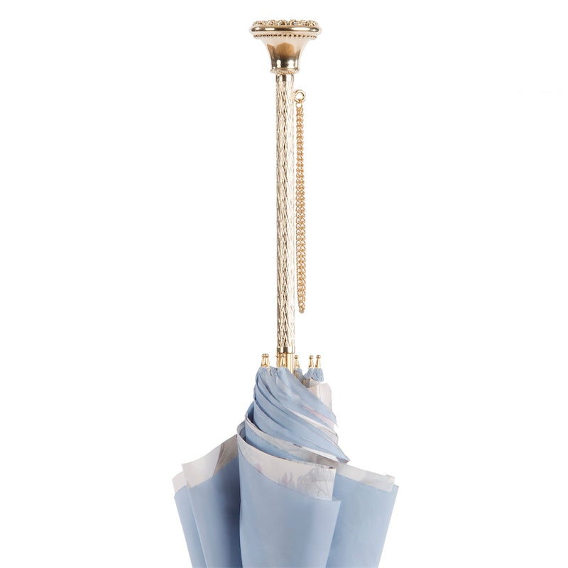 Light Blue Nature Umbrella with Butterflies