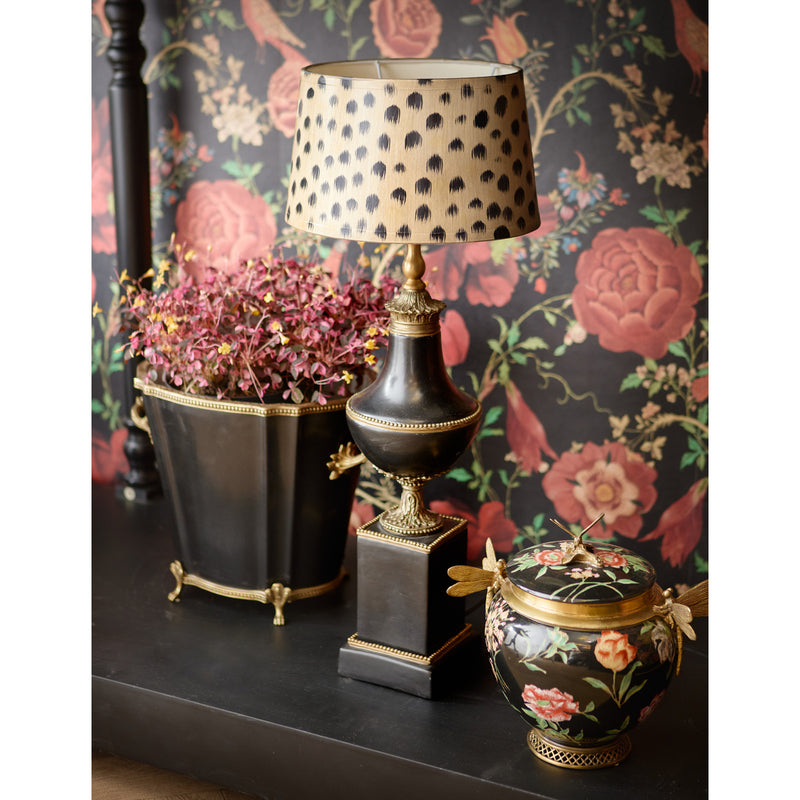 Black Lamp with Tall Base and Vase Shape