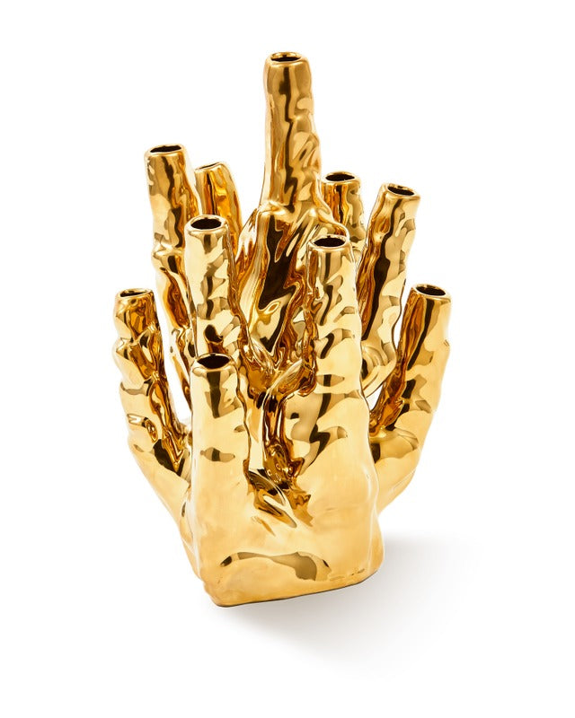 Gold Coral Vase 10-tulips