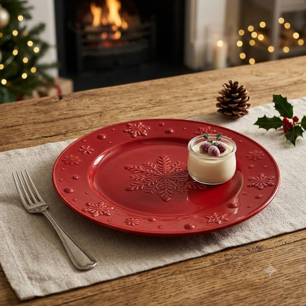 Snowflakes Fruit Plate 22cm Red