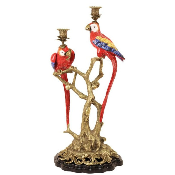 Bronze Parrot Duo Candle Holder