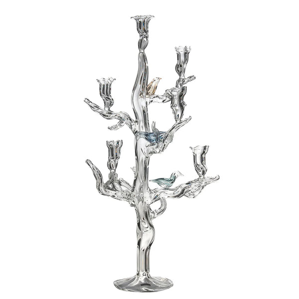 Tree Of Life 7 Candles Candelabra With Colored Birds