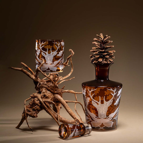 Forest Folly Stag Barware Set of 5: Double Old Fashioned S/4 & Decanter