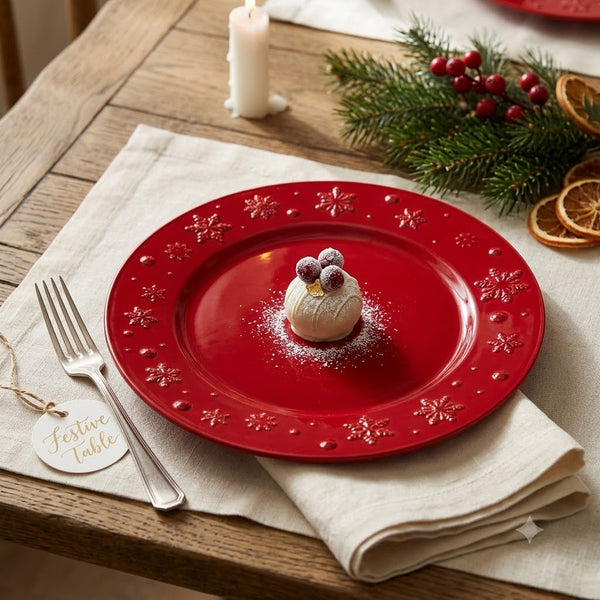 Snowflakes Charger Plate 34cm Red