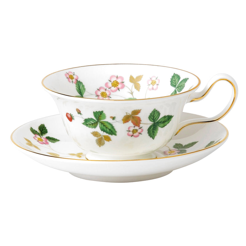 Wedgwood Wild Strawberry Peony Set of 2 Teacups and Saucers
