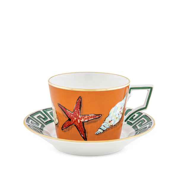 IL Viaggio Di Nettuno Rock Orange, Set of Two Tea Cups & Saucers