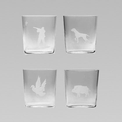 Set of 4 Engraved Hunt glasses