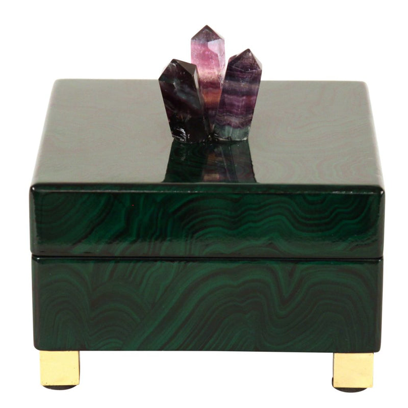 Green Malachite Lacquer Box with Crystal
