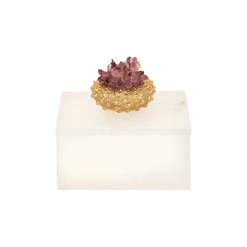 White Marble Box with Purple Crystal Handle