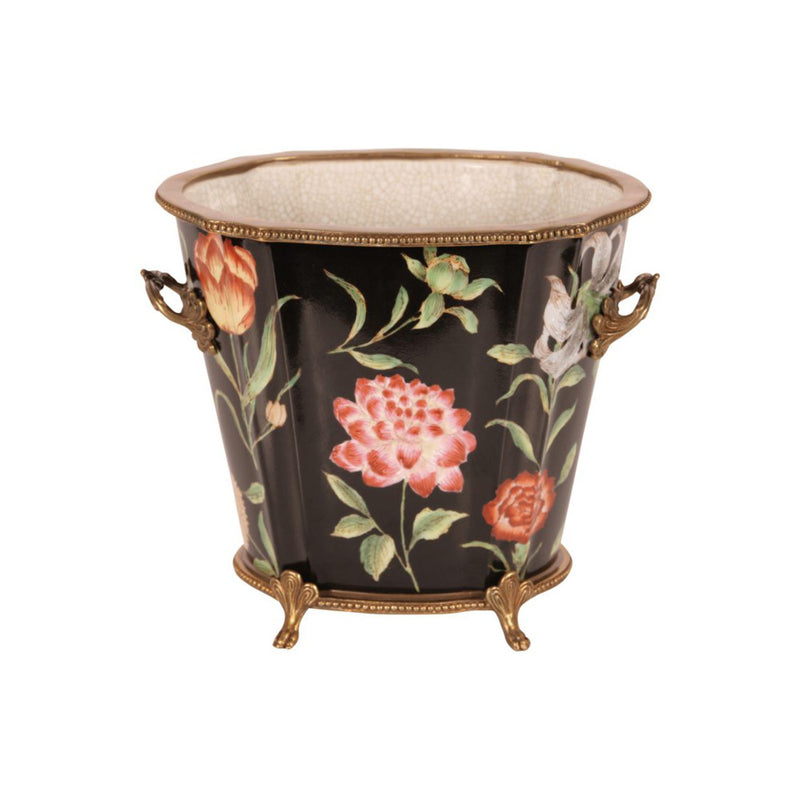 Oval Black Porcelain Planter