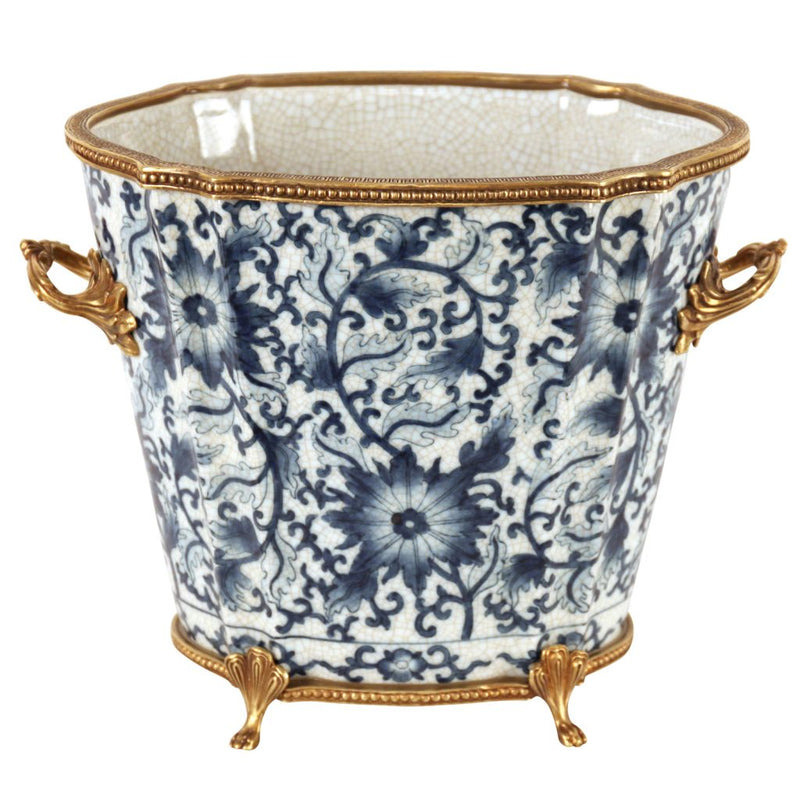 Oval Blue Porcelain Planter