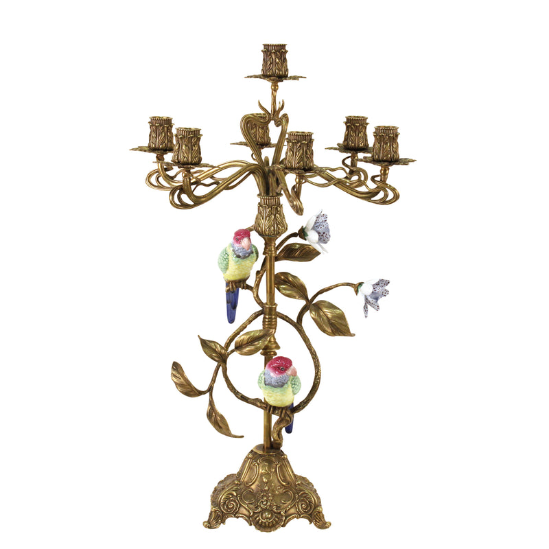 7 Arm Candleholder with Birds