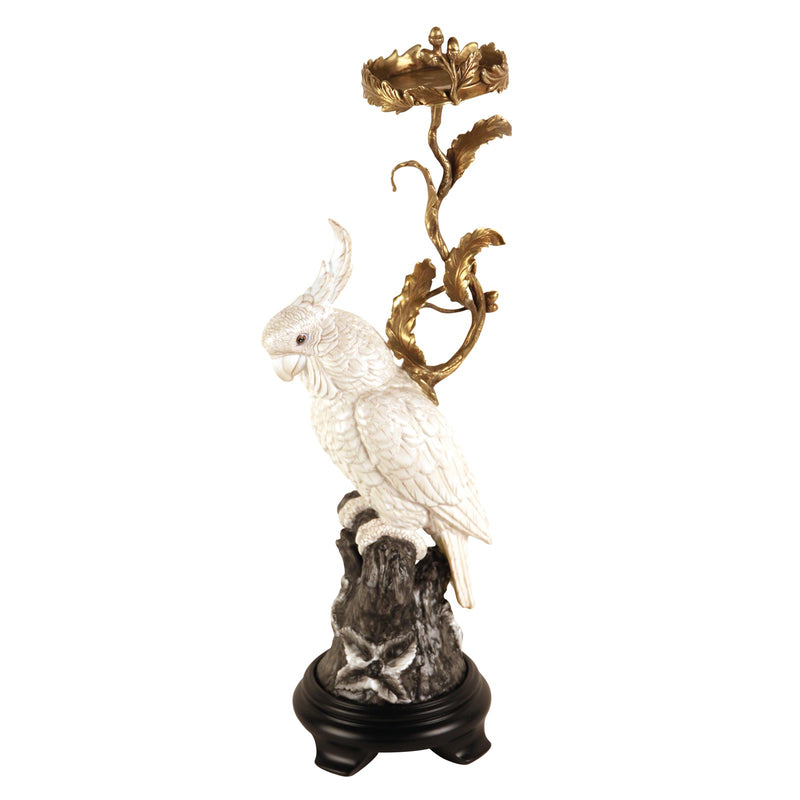 Set of 2 White Cockatoo Candle Holder