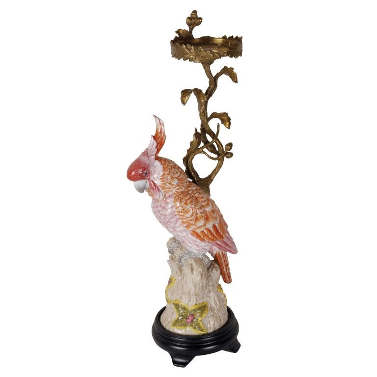Coral Cockatoo Candle Holder
