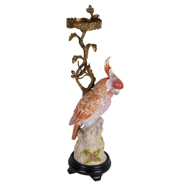 Coral Cockatoo Candle Holder