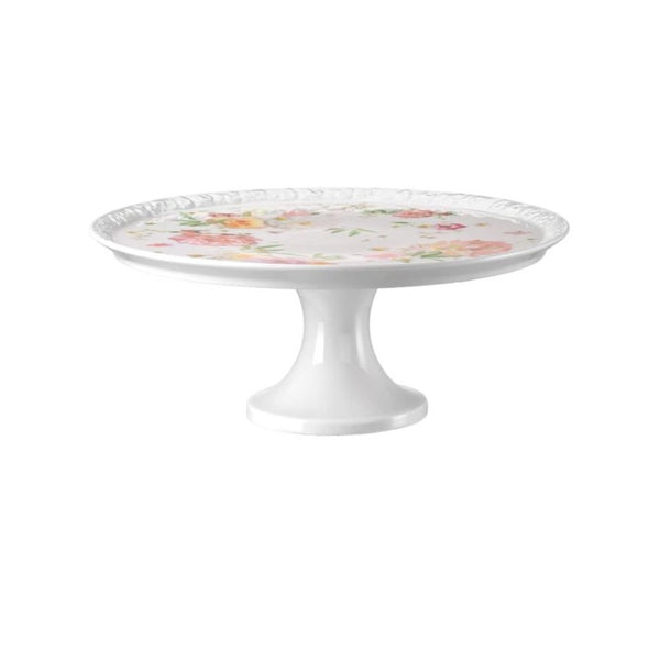 Maria Pink Rose Tart Platter On Foot Large