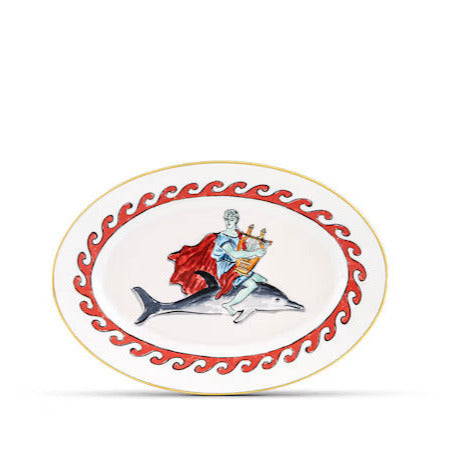 IL Viaggio Di Nettuno Oval Platter-Dolphin White