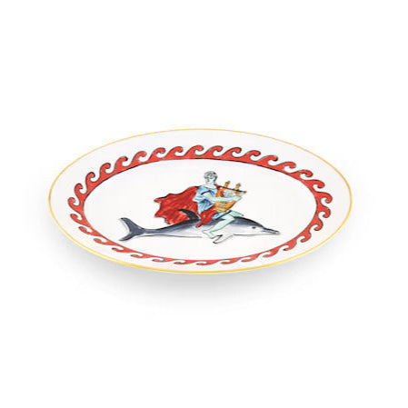 IL Viaggio Di Nettuno Oval Platter-Dolphin White