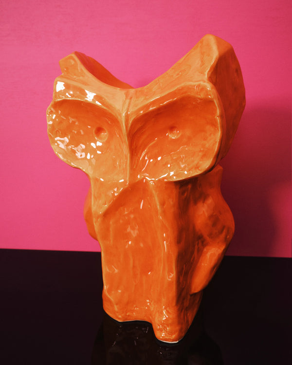 Owl vase S Orange After Midnight
