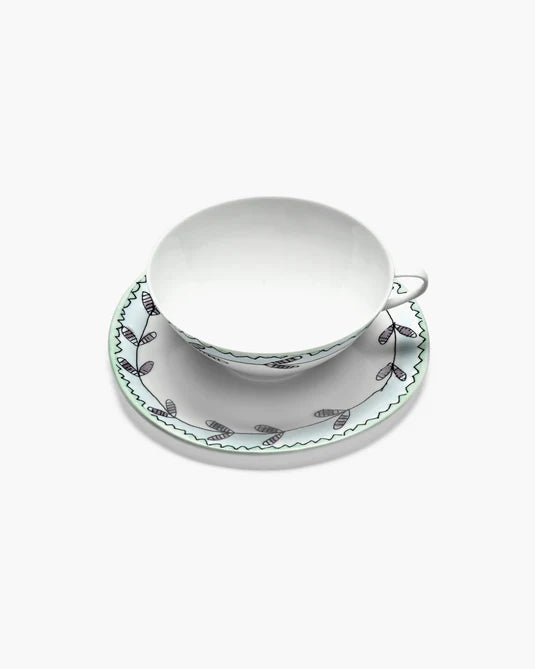 Midnight Flowers Tea cup and Saucer Blossom milk