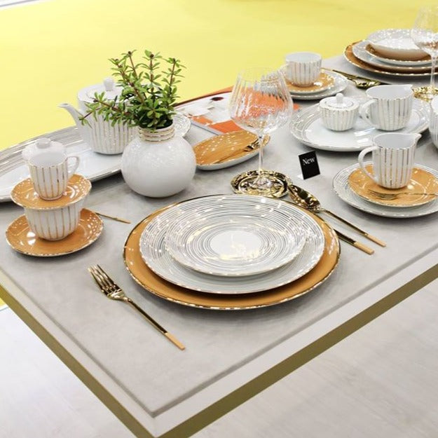 Golden Orbit Dinner Set for Twelve