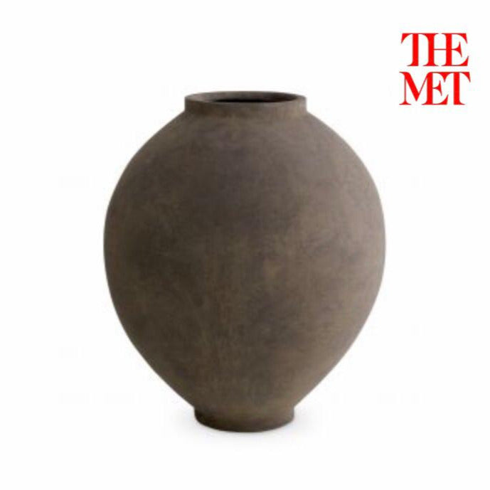 Vase Moon Jar taupe finish M