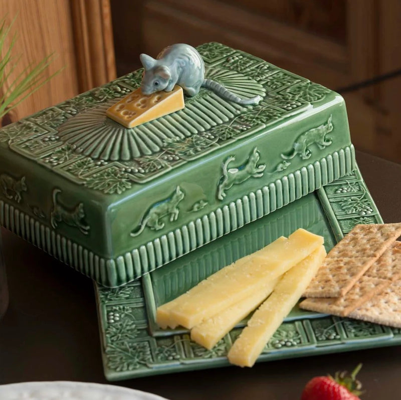 Cheese Trays Cheese Tray Mouse with Lid Green/Natural