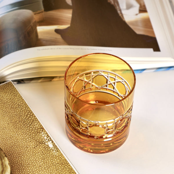 Jacquard Old Fashioned Tumbler Amber, Set of 2