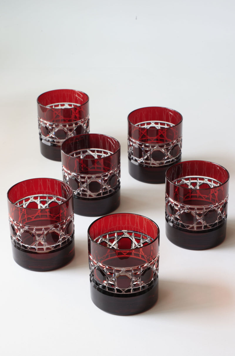 Jacquard Red Old Fashioned Tumbler, Set of 6