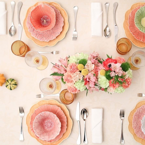 Maria Flower Dessert Plate Hollyhock Set of 4